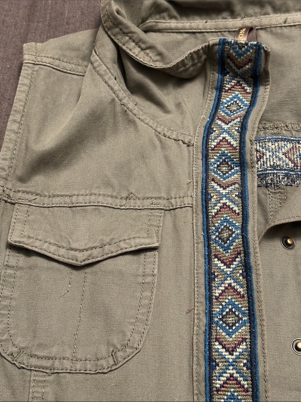 Stetson Olive Green Utility Vest with Embroidered Trim - Picture 4 of 6